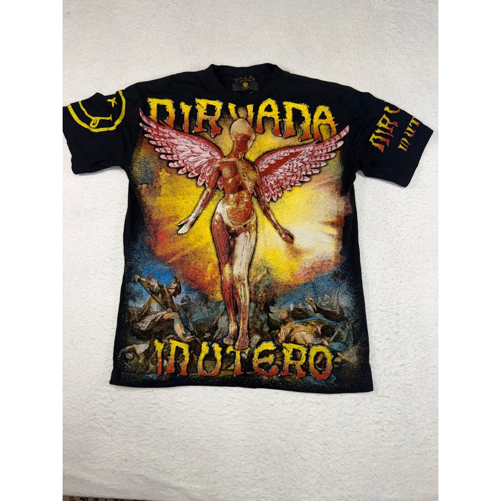 Nirvana In Utero Graphic T-Shirt All Over Print Black Apple Pie Mens Medium